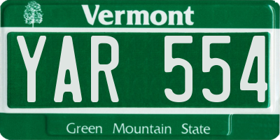 VT license plate YAR554