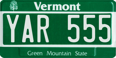 VT license plate YAR555