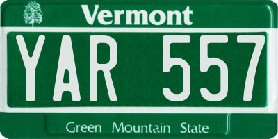 VT license plate YAR557