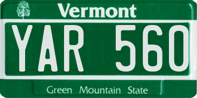 VT license plate YAR560