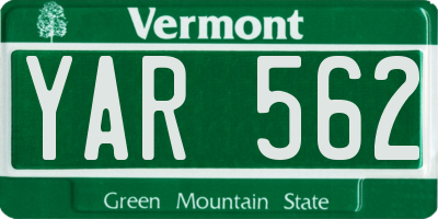 VT license plate YAR562