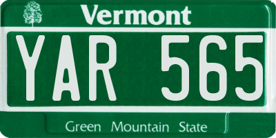 VT license plate YAR565