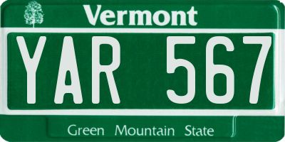 VT license plate YAR567