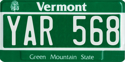 VT license plate YAR568