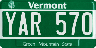 VT license plate YAR570