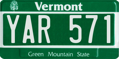 VT license plate YAR571