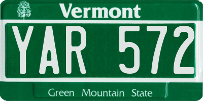 VT license plate YAR572