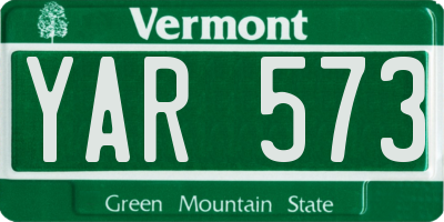 VT license plate YAR573
