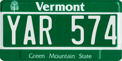 VT license plate YAR574