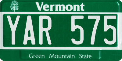 VT license plate YAR575