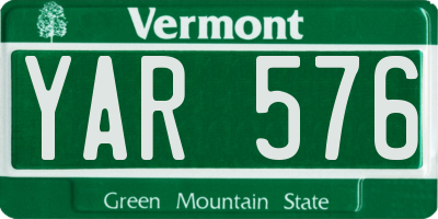 VT license plate YAR576