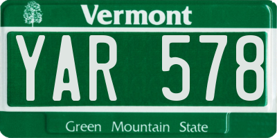 VT license plate YAR578