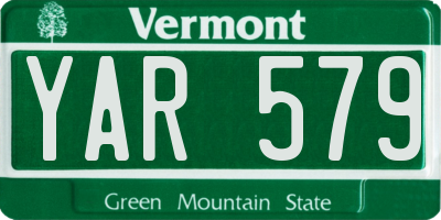 VT license plate YAR579