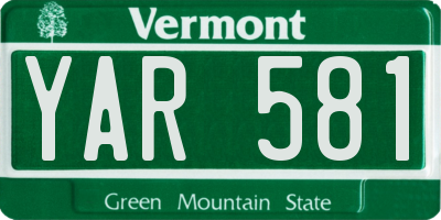 VT license plate YAR581