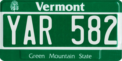 VT license plate YAR582