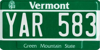 VT license plate YAR583