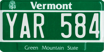 VT license plate YAR584