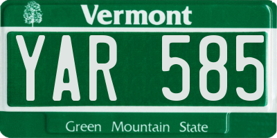 VT license plate YAR585