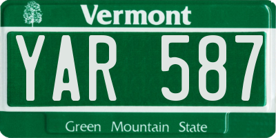 VT license plate YAR587