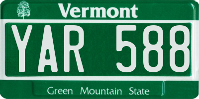 VT license plate YAR588
