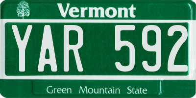 VT license plate YAR592
