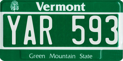 VT license plate YAR593