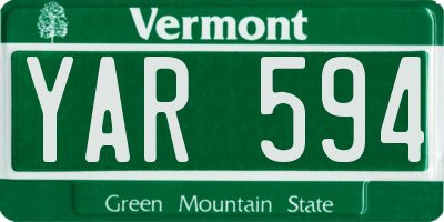 VT license plate YAR594