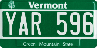 VT license plate YAR596