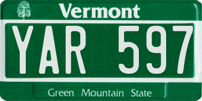 VT license plate YAR597