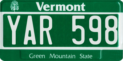 VT license plate YAR598