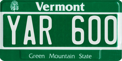 VT license plate YAR600