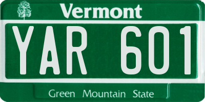 VT license plate YAR601