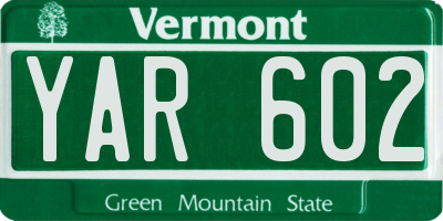 VT license plate YAR602