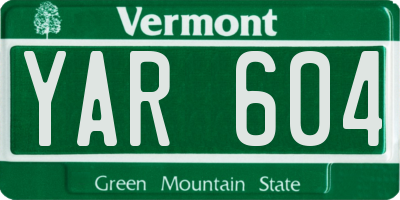 VT license plate YAR604