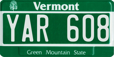 VT license plate YAR608