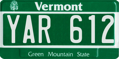 VT license plate YAR612