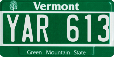 VT license plate YAR613