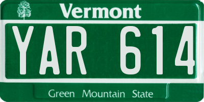 VT license plate YAR614