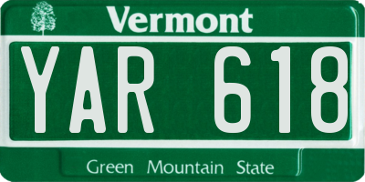 VT license plate YAR618
