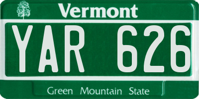 VT license plate YAR626