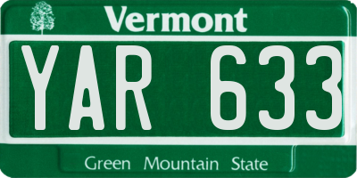 VT license plate YAR633