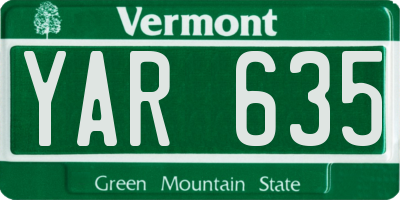 VT license plate YAR635