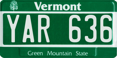 VT license plate YAR636