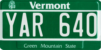 VT license plate YAR640