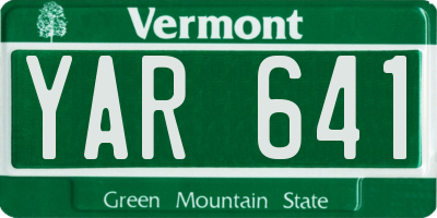 VT license plate YAR641