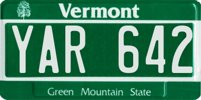 VT license plate YAR642