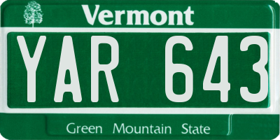 VT license plate YAR643