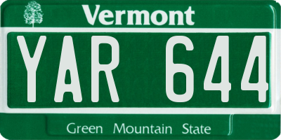 VT license plate YAR644