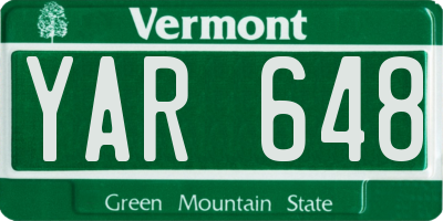 VT license plate YAR648