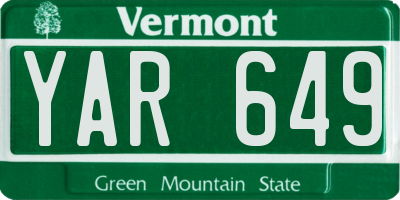 VT license plate YAR649